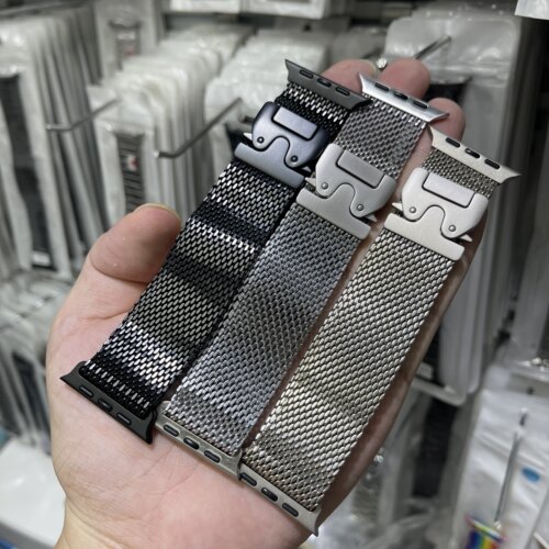适用苹果ultra3/2/1降落伞扣米兰S11重工金属手表带iwatch10腕带