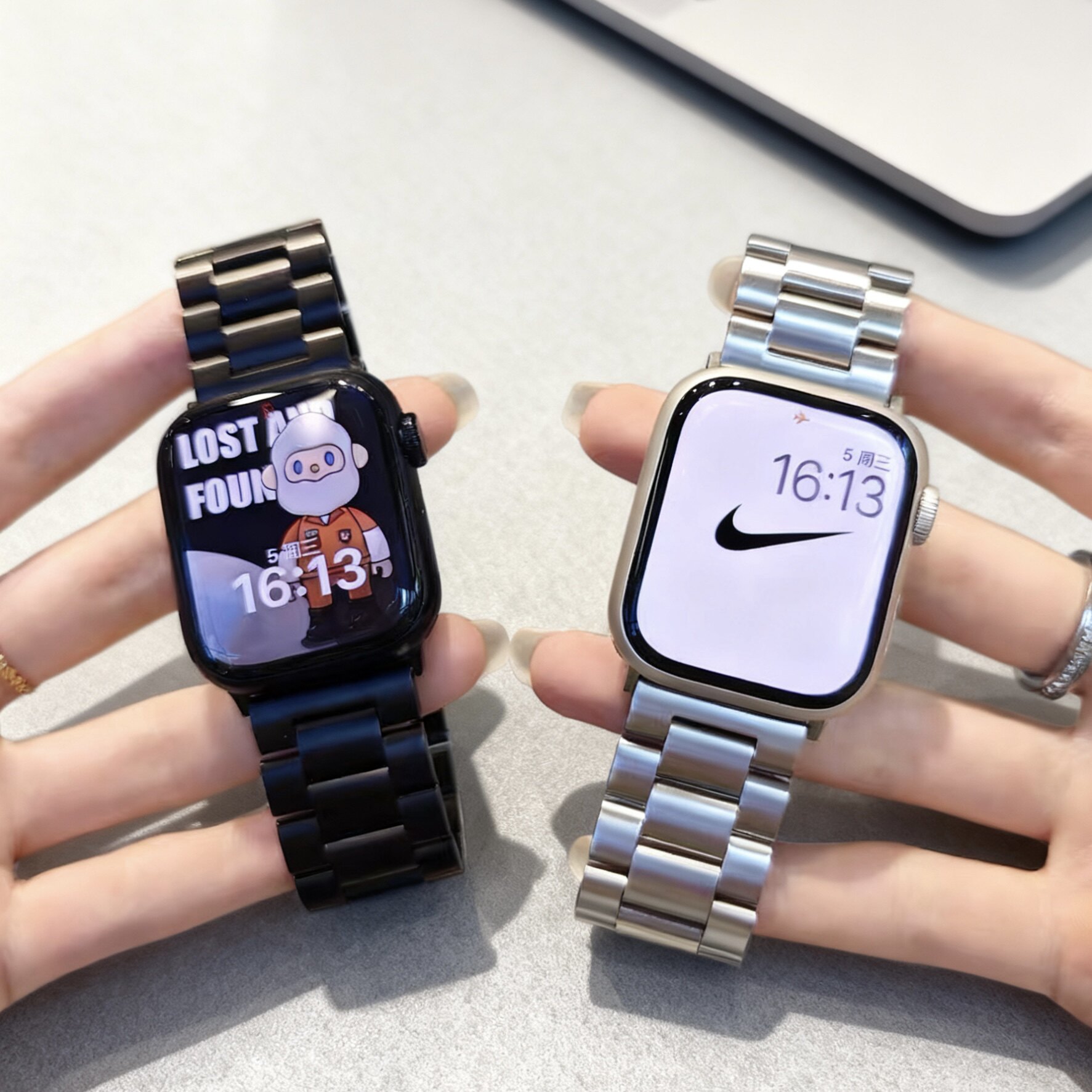 2026新款iwatch夏天表带35MM高级感钛金属三株适用苹果手表s11s10