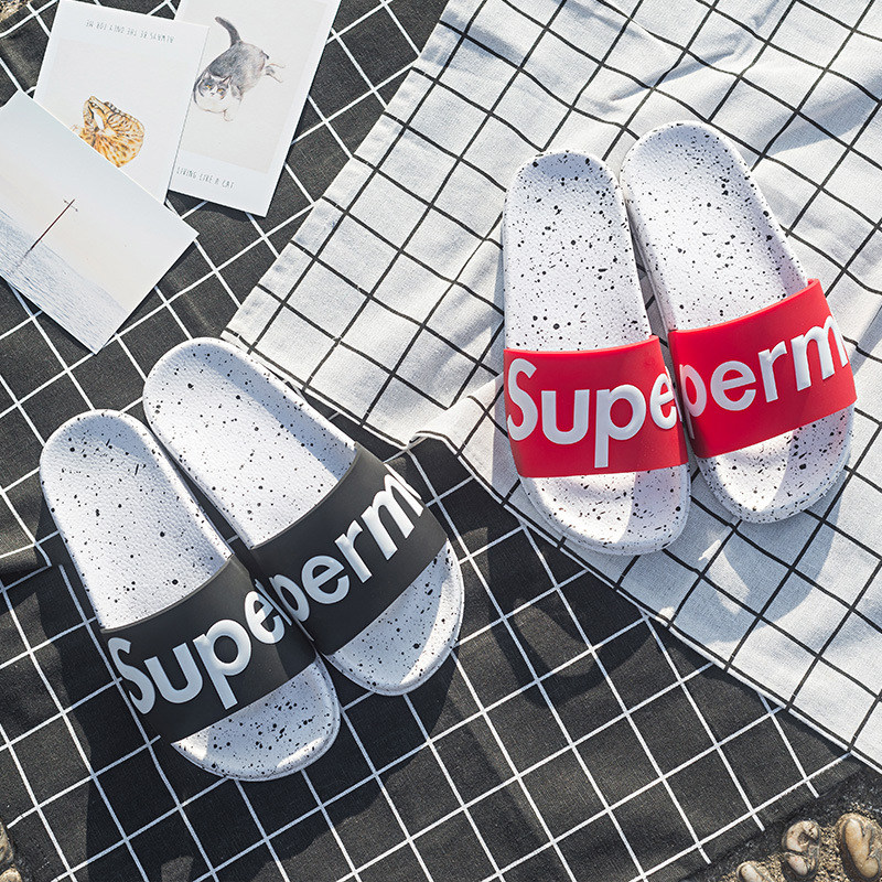 supreme拖鞋夏 室内情侣潮男女夏季韩版居家浴室防滑个性时尚凉拖