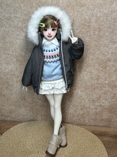 限量新色｝BJD4分6分娃衣 哑光灰/深棕工装风棉服 冬日氛围感外套