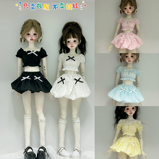 1娃娃衣服套装 bjd四分六分娃衣纯欲风连衣裙泡泡袖 上衣花苞短裙4