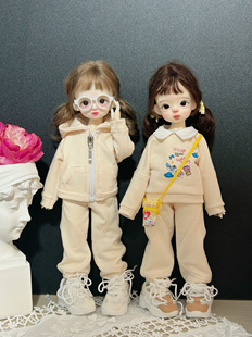 bjd 六分娃衣套装卫衣外套裤子卫裤30cm胖体娃娃衣服普6配件换装
