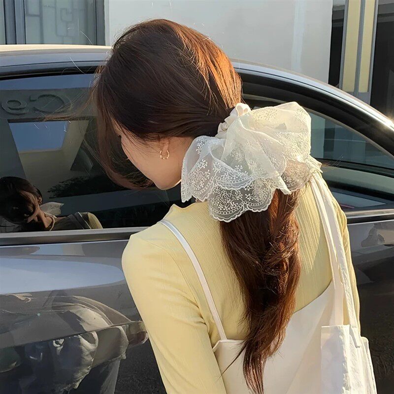 双层裙摆蕾丝发圈超仙头绳高级感头绳发饰低马尾头绳甜美大肠发圈