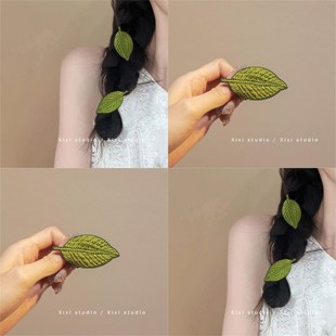 树叶落下!新中式叶子发夹!古风头饰碎发夹小众刘海夹旅行发卡女