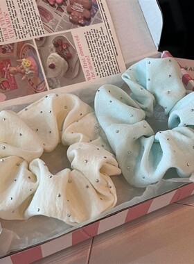 薄荷曼波绿大肠发圈女秋天侧马尾气质头绳韩系温柔满天星头花发饰