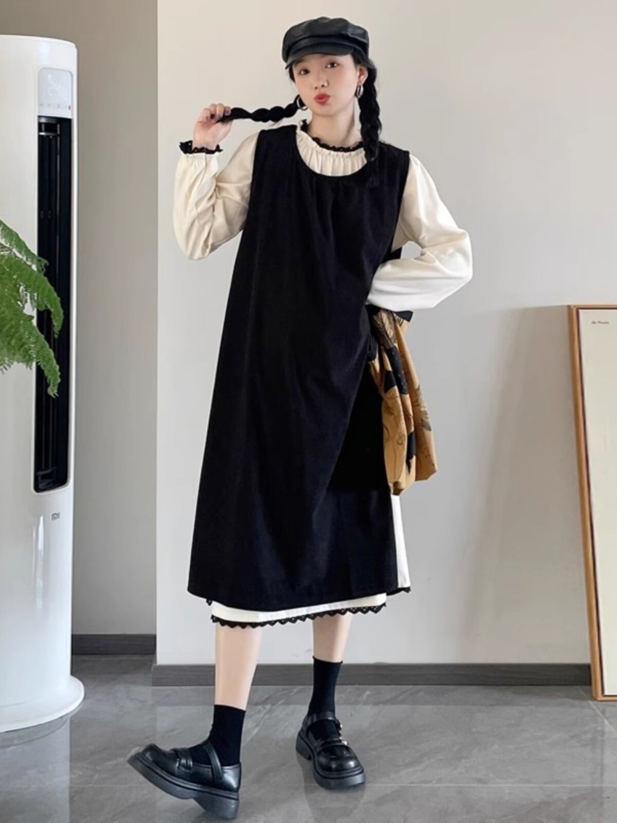 MATERNITY DRESS SPRING DRESS NEW KOREAN VERSION MIDI DRESS EARLY SPRING STRAND FASHION VEST SKIRT TWO PIECE SET