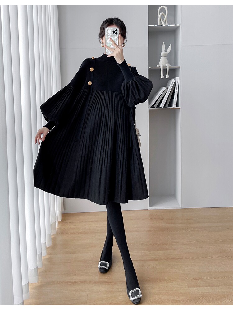 MATERNITY CLOTHES SPRING AND AUTUMN CLOTHES NEW KOREAN DRESSES PLUS-SIZE SWEATERS LOOSE AND THIN PLEATED SKIRTS FASHIONABLE KNITTED SKIRTS TIDES