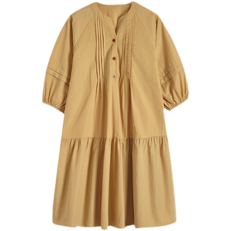 SPRING AND SUMMER CLOTHES NEW PLUS-SIZE MATERNITY CLOTHES LOOSE MIDI DRESSES THREE-QUARTER SLEEVE SHIRTS TRENDY MOM SHIRTS BASE SHIRTS