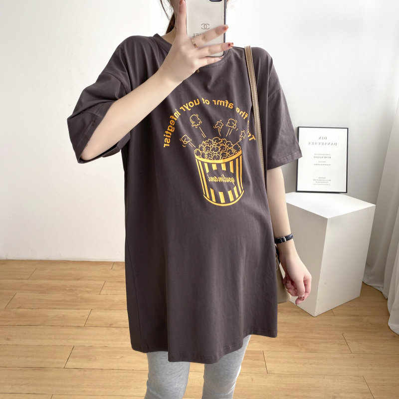 SUMMER DRESS: NEW KOREAN MATERNITY WEAR COTTON CARTOON T-SHIRT WOMENS FOREIGN SUIT PREGNANCY TOP TIDE MOM BASE SHIRT