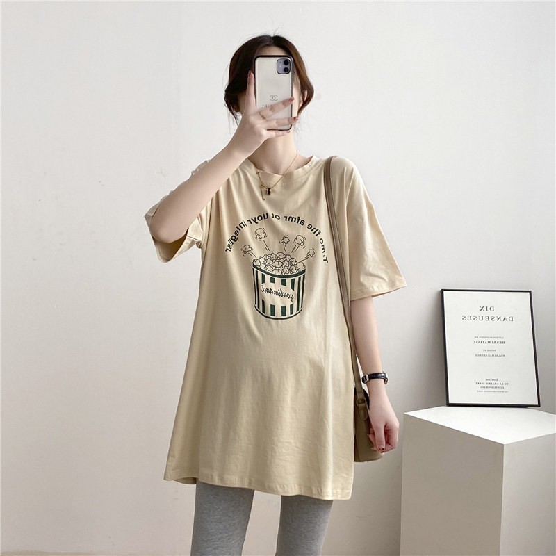 SUMMER DRESS: NEW KOREAN MATERNITY WEAR COTTON CARTOON T-SHIRT WOMENS FOREIGN SUIT PREGNANCY TOP TIDE MOM BASE SHIRT