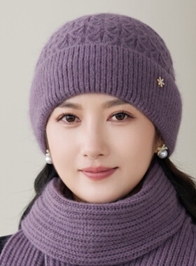 冬季中老年女加绒保暖护耳针织帽