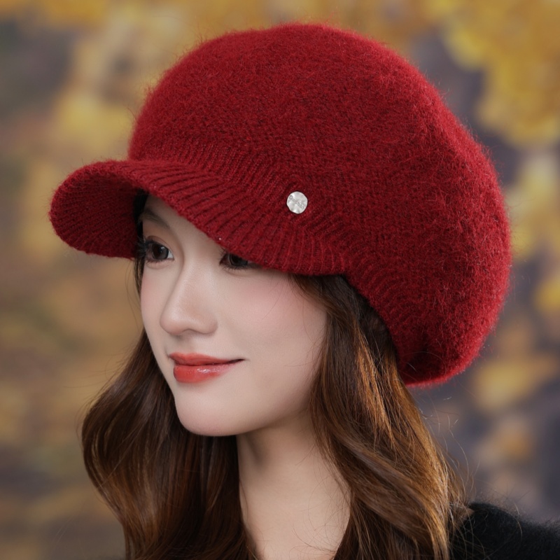 韩版时尚兔毛鸭舌帽子女秋冬天
