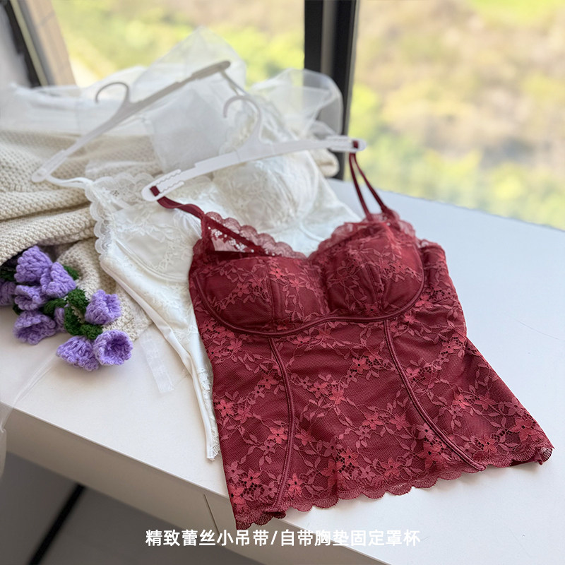 吊带背心薄绒打底保暖自带bra女