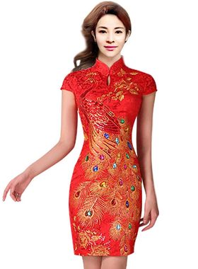 春秋季红色旗袍敬酒服修身显瘦
