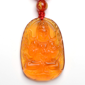 天然黄水晶阿弥陀佛吊坠 属狗属猪守护神本命佛吊坠