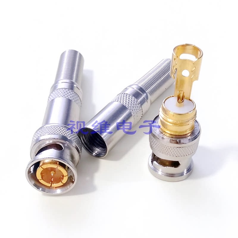 镀金铜针焊接 滚花BNC接头Q9头同轴视频监控头 BNC连接器插头