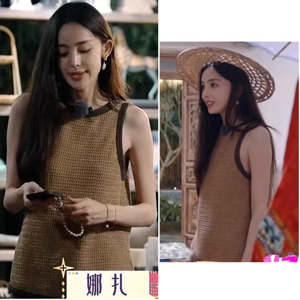 古力娜扎同款针织背心女夏外穿拼色拉链宽松休闲无袖美式坎肩上衣