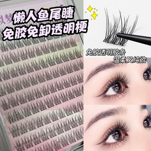 120朵新手无梗免胶婴儿鱼尾假睫毛单簇妈生自然仿真分段素颜莫菲
