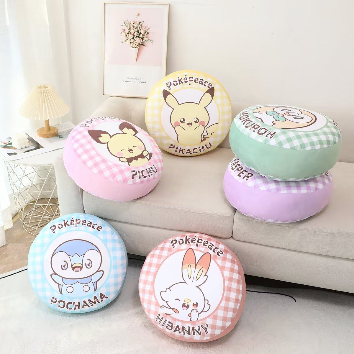 宠物小精灵宝可梦PokePeace 皮卡丘波加曼系列印花毛绒抱枕靠垫