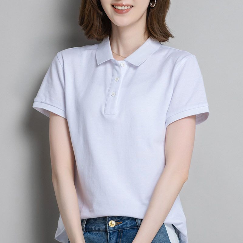M短袖衬衫2025t恤翻领olo女装纯色潮牌衫薄款p新款上衣气质夏季年