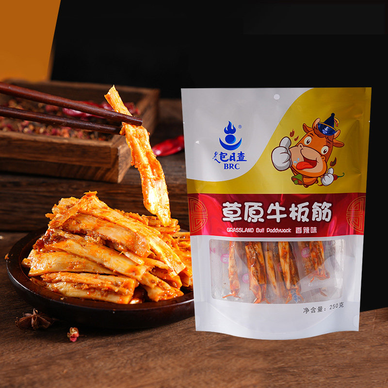 包日查内蒙古草原香辣牛板筋Q弹有嚼劲250g独立小包装
