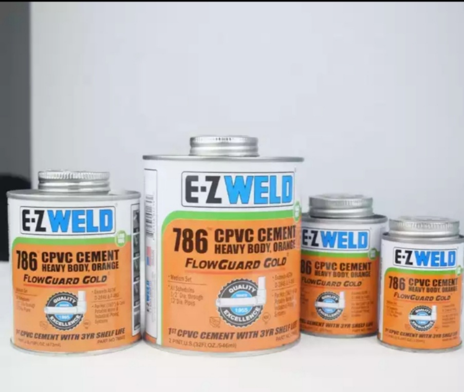 EZWELD786进口热水cpvc管道胶水橘黄高负荷大型管弯工业管胶118ML 基础建材 水管配件 原图主图