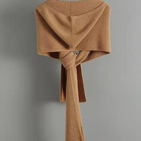 秋冬羊毛针织帽子围巾一体女外搭保暖护颈搭肩羊绒披肩围脖假领子