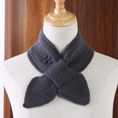 秋冬羊绒围巾女百搭羊毛穿孔交叉针织假衣领围脖护颈椎假领子脖套