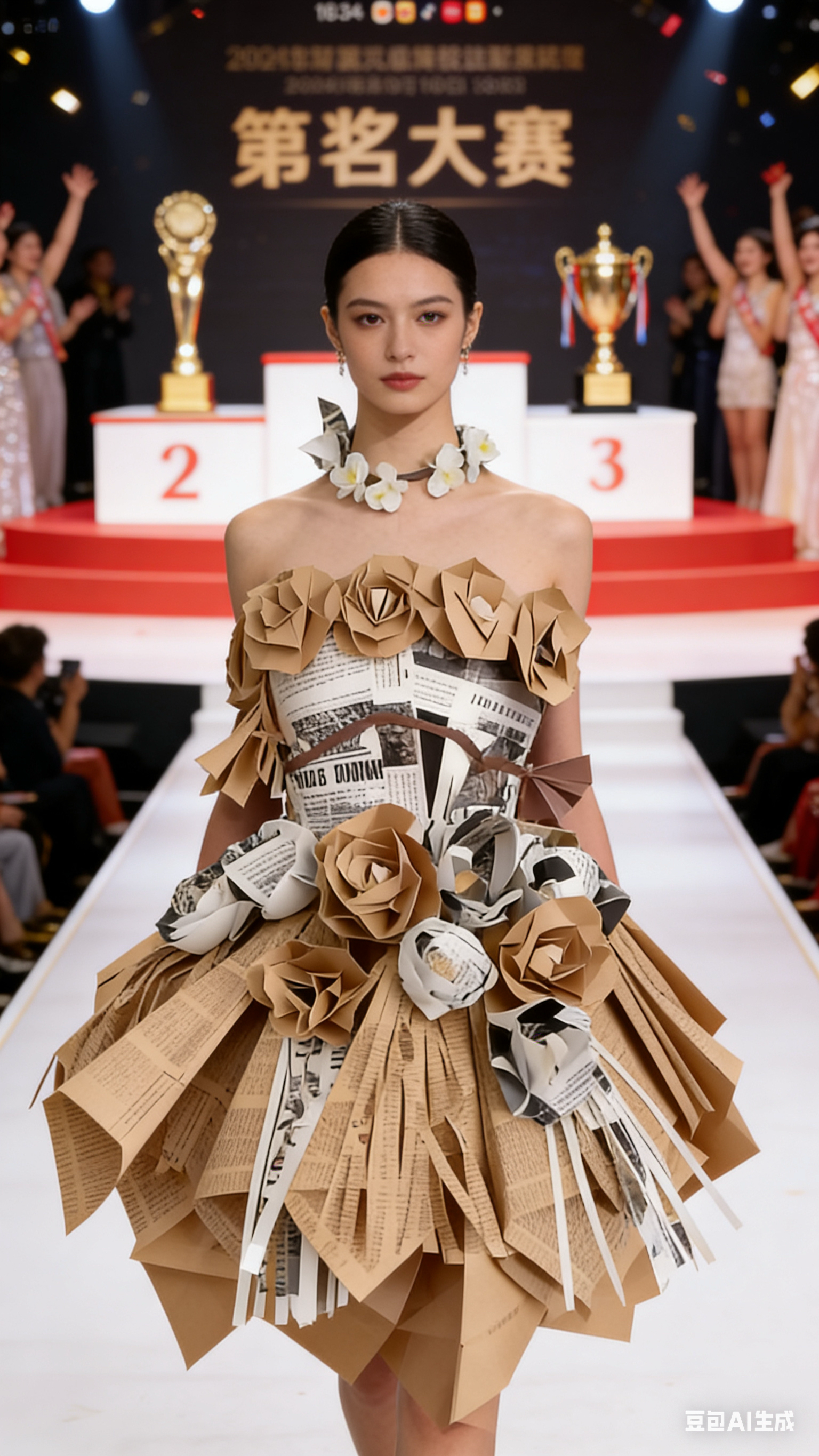 六一成人环保服装手工diy亲子走秀服环保塑料袋马面裙