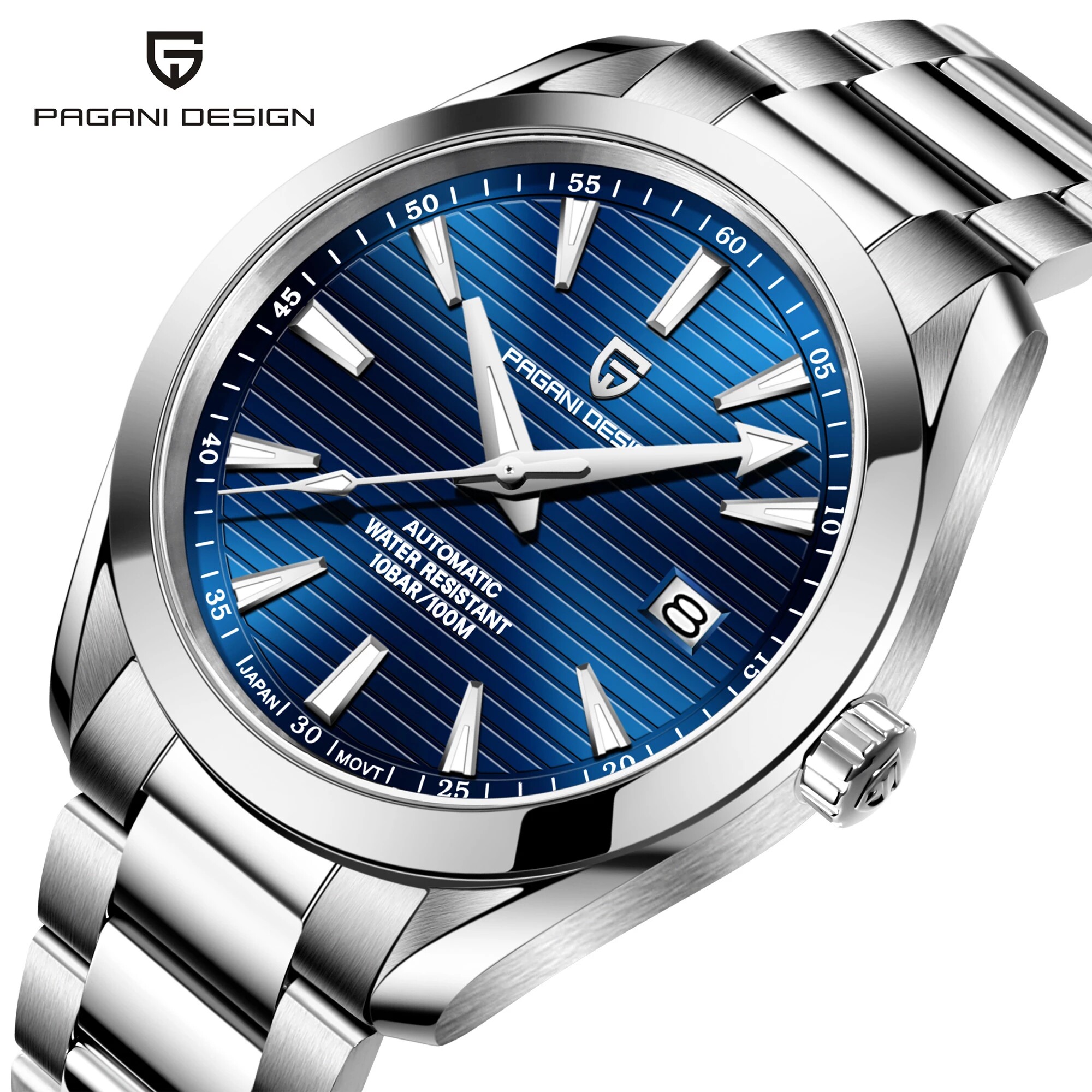 pagani伯佳尼1688时尚男士自动机械手表不锈钢防水运动夏季男腕表