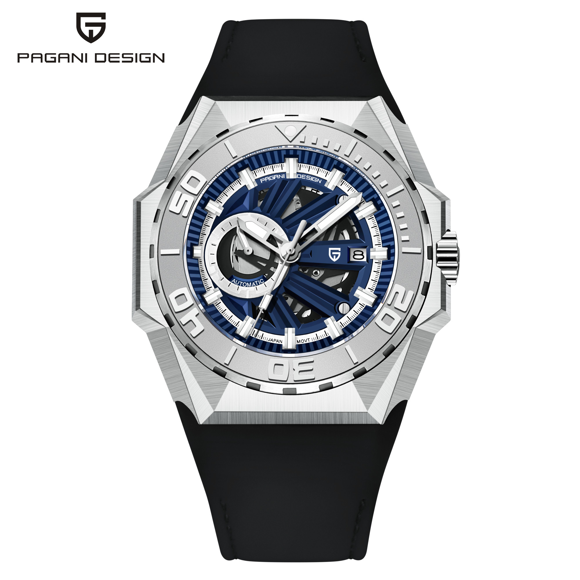 pagani伯佳尼新款男士自动机械手表真皮防水日历陶瓷圈男表ys007