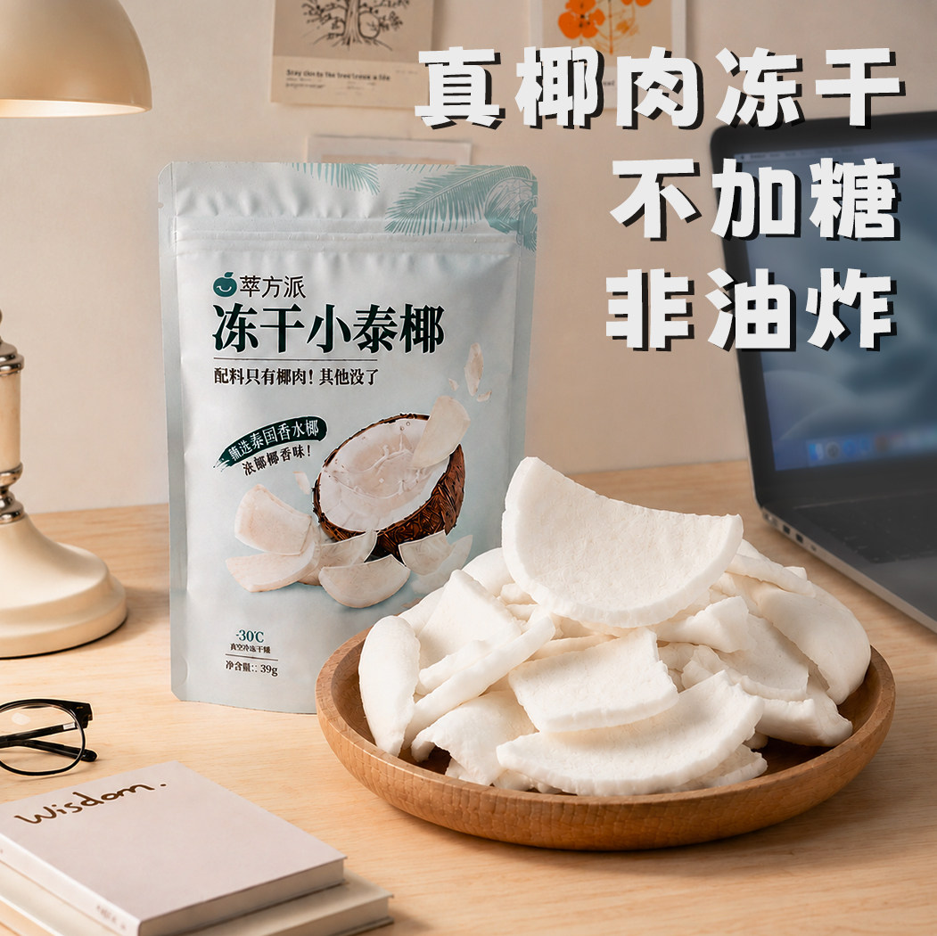苹方派椰子冻干无添加水果脆块儿童孕妇休闲零食香水椰肉椰子脆片