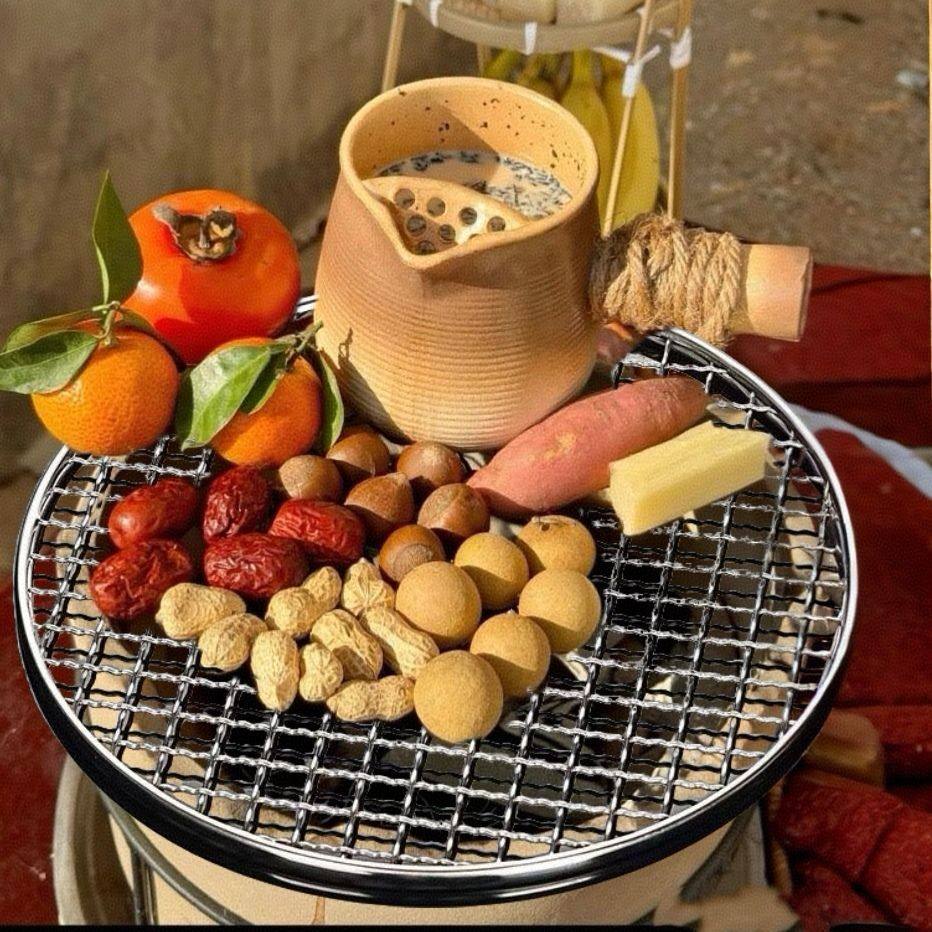 烧烤网烤奶围炉煮茶圆形电陶炉专用加厚不锈钢熏肉烤盘