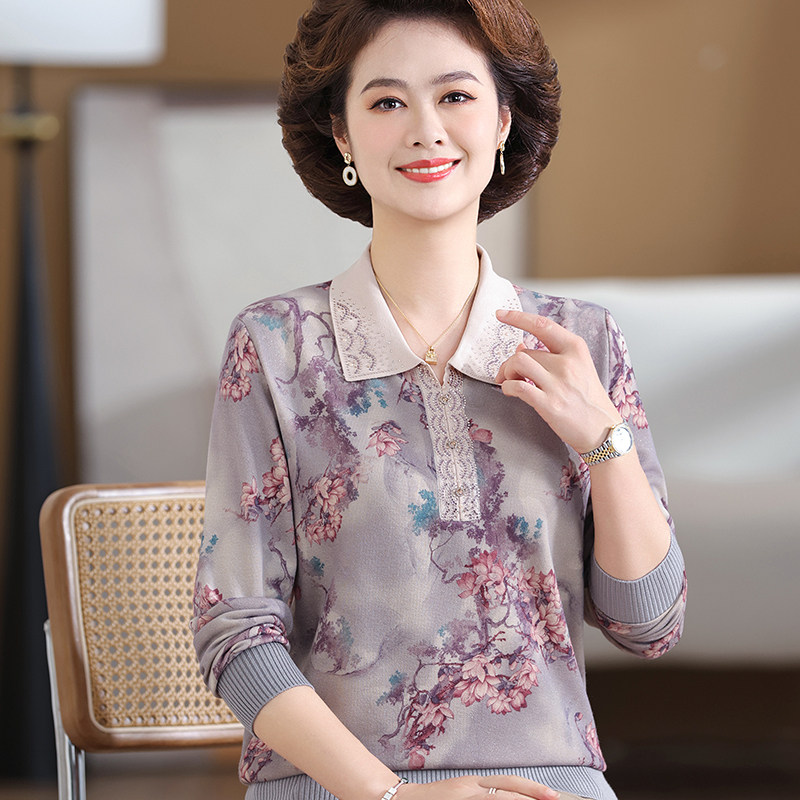 聚酯纤维翻领中老年妈妈款图片