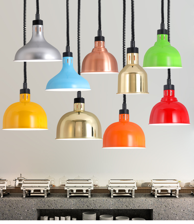 伸缩保温吊灯酒店自助餐厅快餐加热灯食品超市熟食干货挂式升降灯