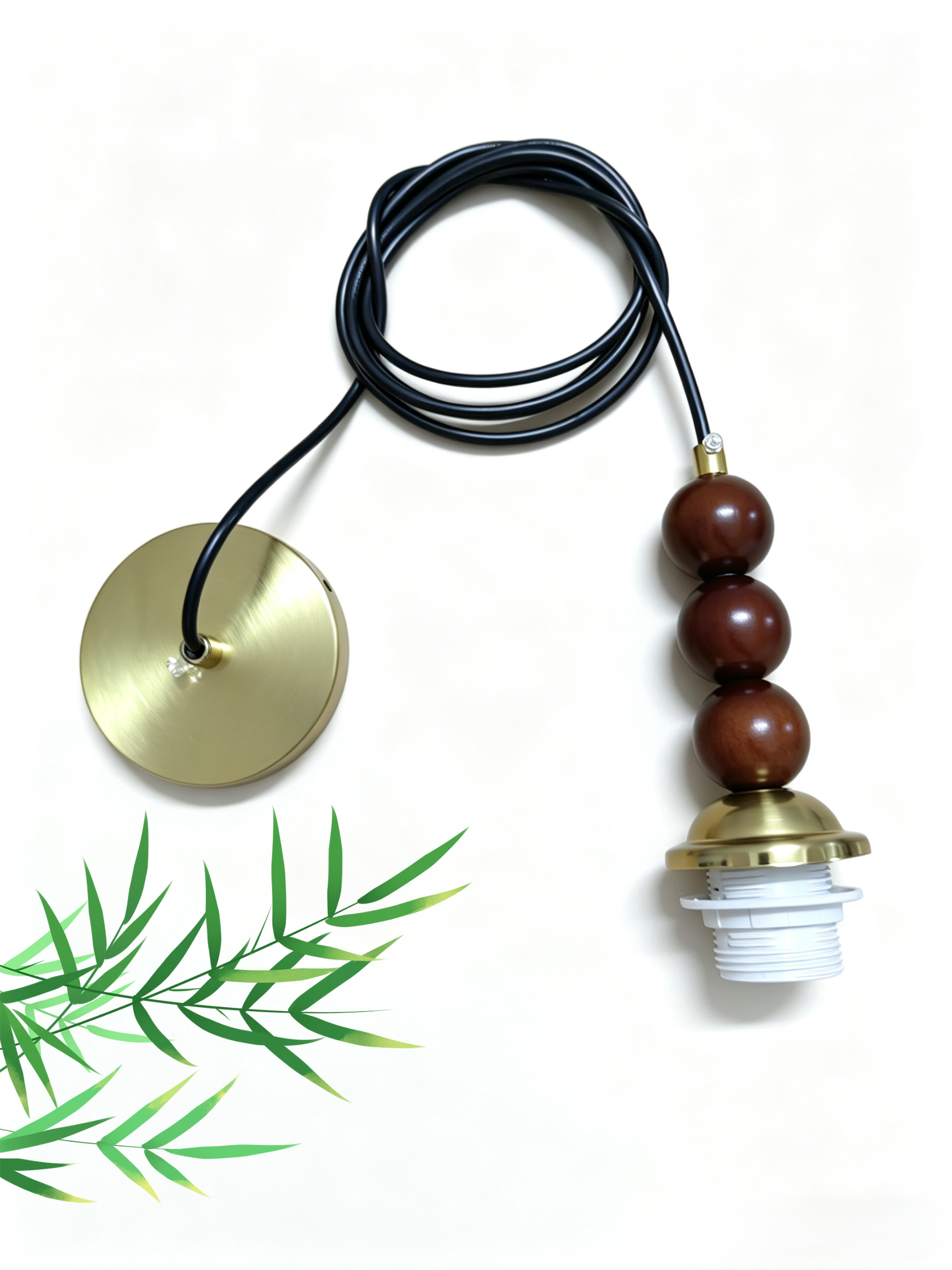 实木胡桃木原木吊灯线可加灯罩创意餐厅咖啡厅民宿DIY灯组装配件