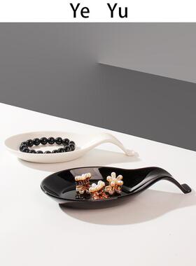 桌面陶瓷摆件客厅装饰品玄关房间乔迁托盘收纳高颜值泼墨盘高级感