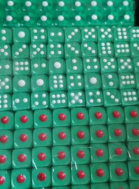 绿色骰子麻将机用12号十二mm圆角色子棋牌实红点透明送礼新品