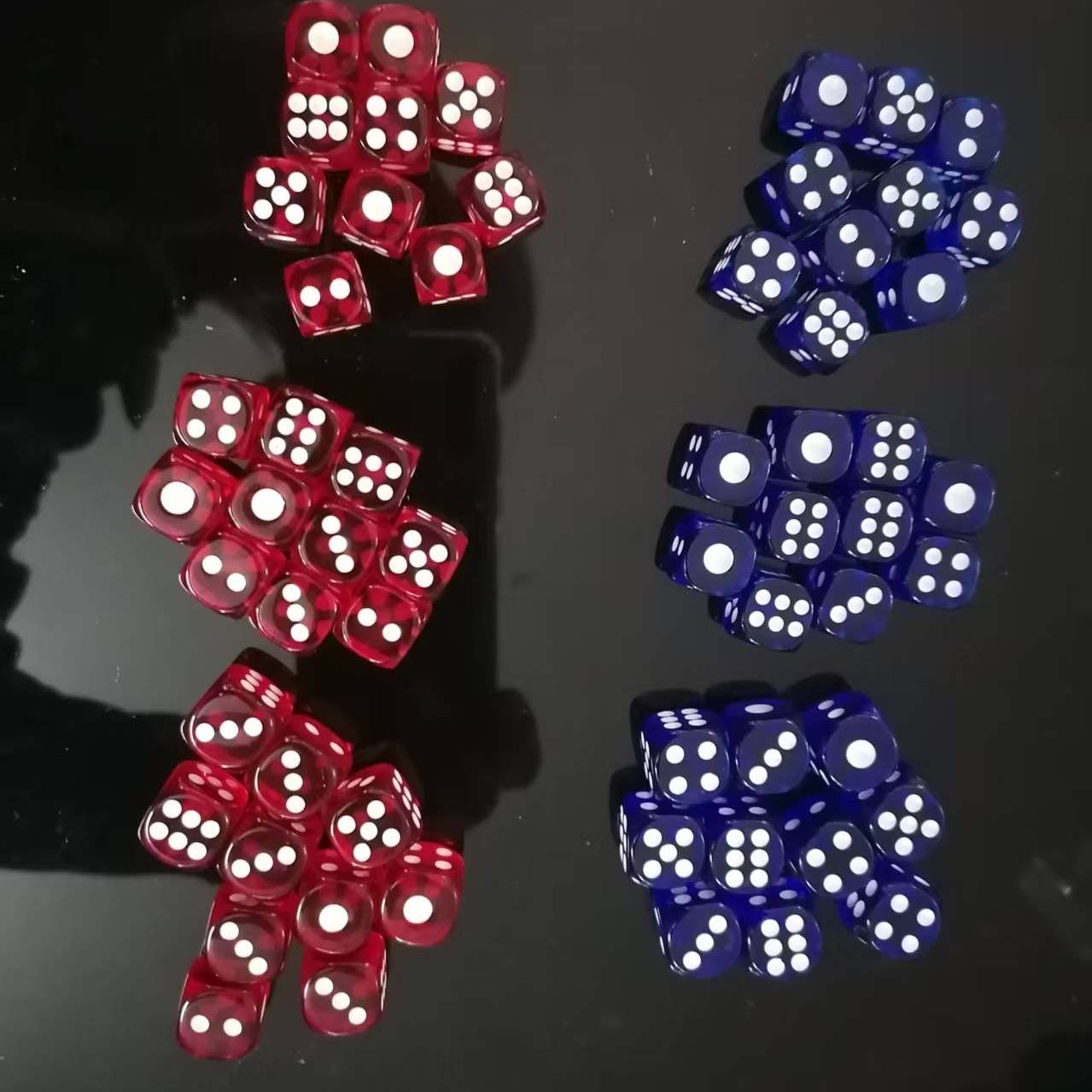 14号深红蓝透明圆角骰子点数