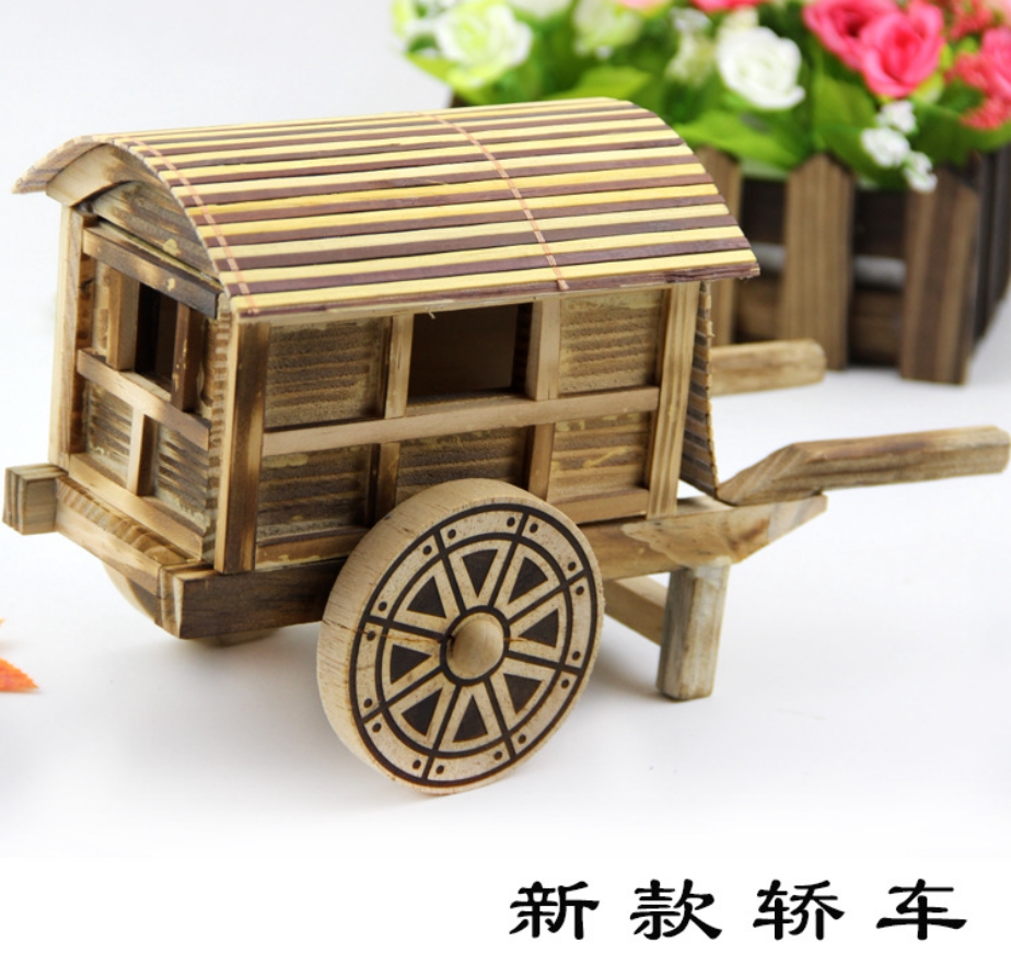 木制仿古马车马拉轿车木质工艺品家居摆件景区热销儿童玩具车模型
