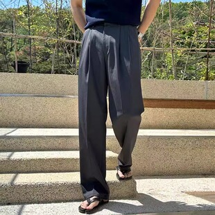 那不勒斯轻薄松弛感阔腿裤 胖子大码 裤 男直筒宽松西装 九分 休闲西裤