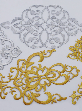 金银花纹刺绣贴diy民族贴花烫花COS装绣花贴祥云布贴补丁贴多款式