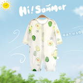 薄款 空调服棉爬爬服哈衣宝宝睡衣夏装 连体长袖 婴儿衣服新生儿夏季