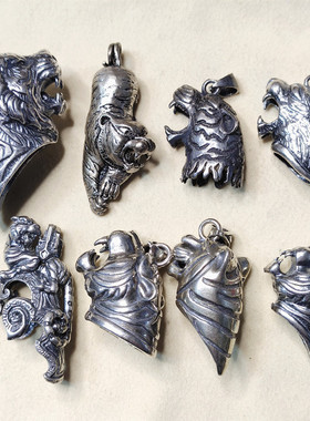 越轩银匠虎头包银镶熊虎牙套