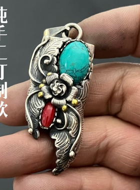 订制款纯手工纯银镶嵌熊牙套勾子套吊坠男女个性饰品配饰文玩收藏