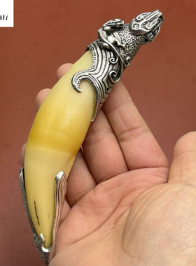 虎牙镶嵌项链吊坠男士