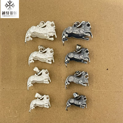 新款s925银爪子套吊坠貔貅熊虎勾子镶嵌包银男女款小动物配饰