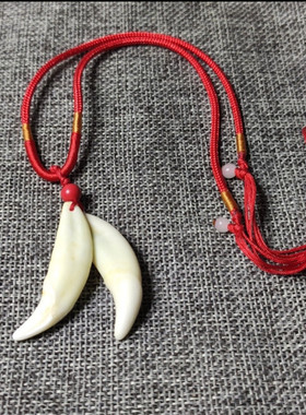 2026新款黑狗牙吊坠儿童生日礼物藏獒牙情侣项链宝宝红绳