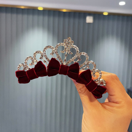 韩版镶钻皇冠插梳儿童头发饰拍照