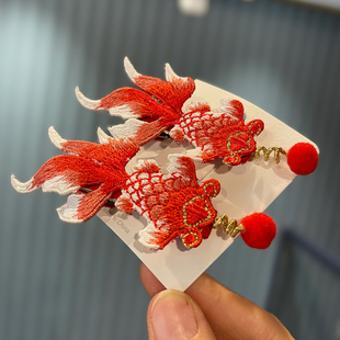 国潮儿童锦鲤发夹可爱宝宝古风头饰公主超仙发饰女孩新年汉服配饰